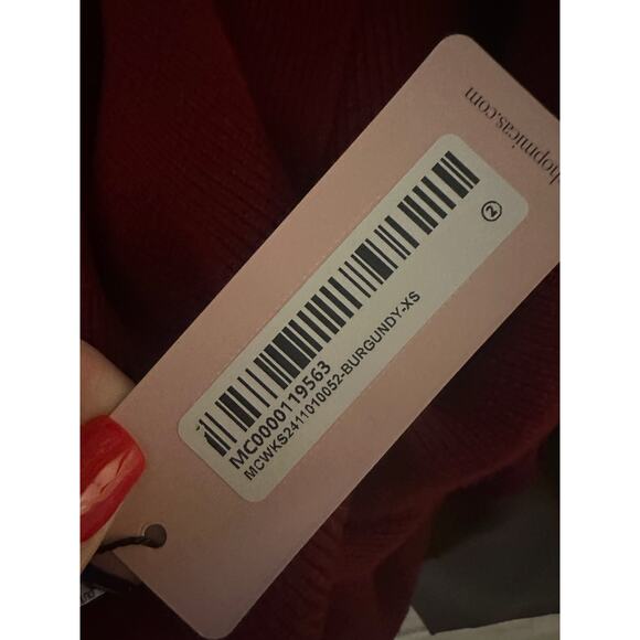 Micas Women's XSmall Burgundy Solid Knit Sweater Fitted Mini Skirt - Picture 5 of 5